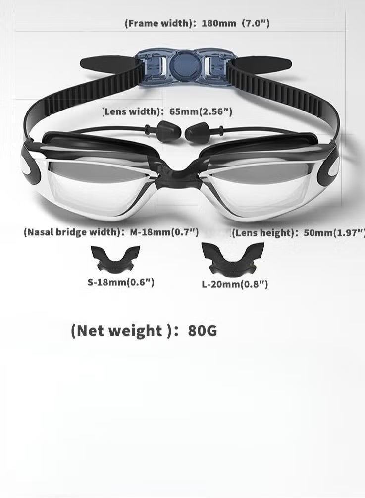 Ruili Premium Swimming Goggles with Silicone Cap, Nose Plugs & Ear Plugs for Men, Women & Teenagers, - Clear Vision, 180° Panoramic View, Polarized, Anti-Fog, UV Protection, Leak-Proof Eyewear - Image 3